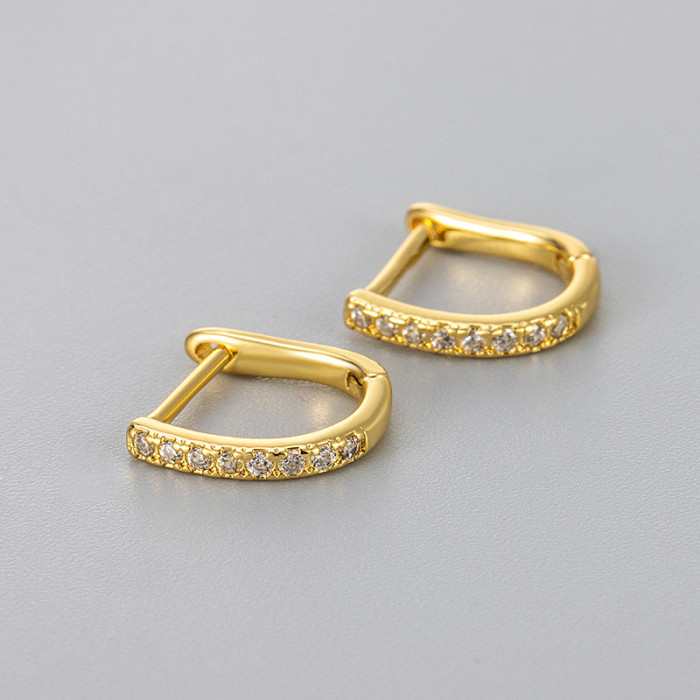 2024 European and American Cross-Border Micro-Inlaid Super Shiny Sweet Girl Earrings Korean Style Elegant Niche High-End Ear Clips Hoop Earrings for Women