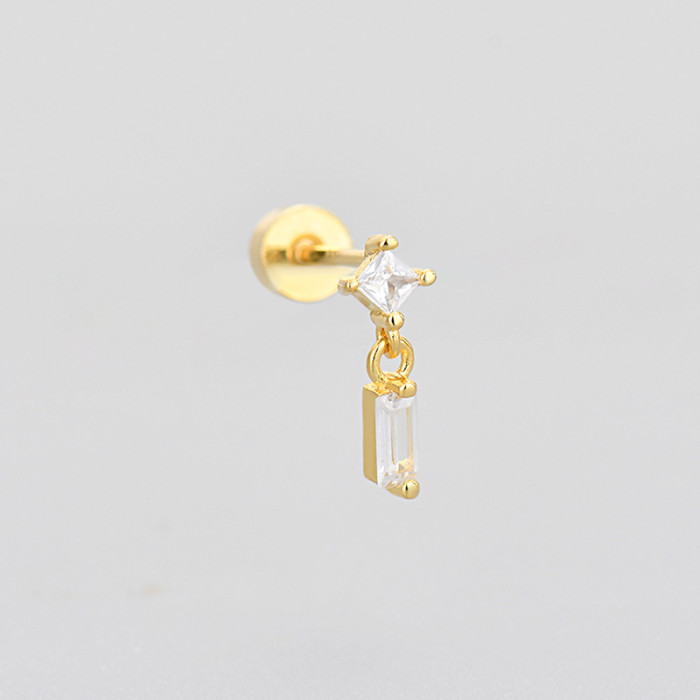 Flat Screw Twist Earrings Triangle Water Drop Opal Square Pattern European and American Cross-Border Fashionable Earrings High-End Earrings