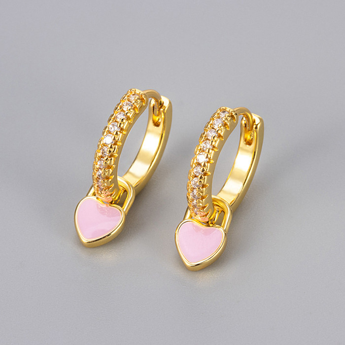 Multicolor Heart Earrings for Women, Micro Pave Sparkling Stone, Petite and Exquisite Earrings, Niche Design, High-...