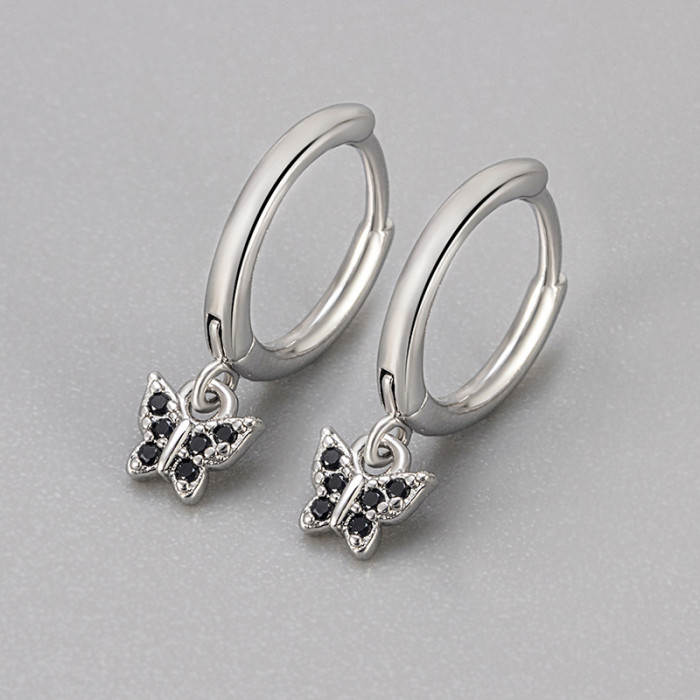 European and American Cross-Border Fresh and Versatile Sleep Without Removing Small Butterfly Zircon Earrings Ear Clips Earrings