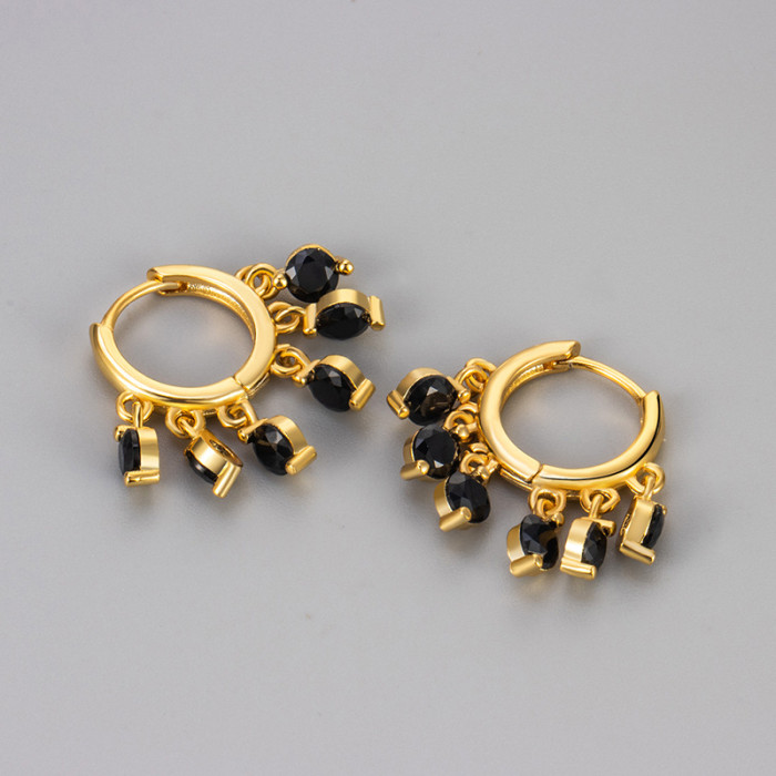 Niche Design Summer Colorful Zircon Earrings for Women 2024 New Tassel Pendant Ear Clips