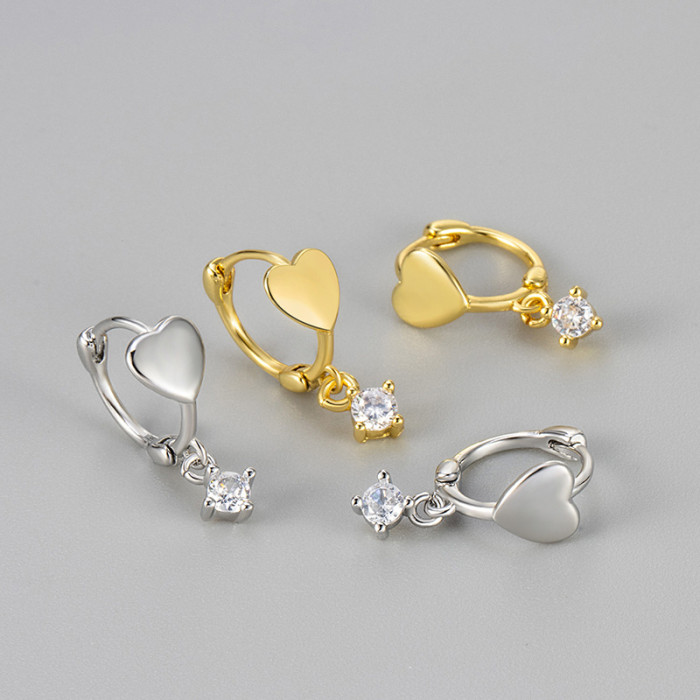 2024 New Heart Shaped Sparkling Stone Pendant Earrings for Women, Niche Design High-end Earrings, Sleep-friendly, N...