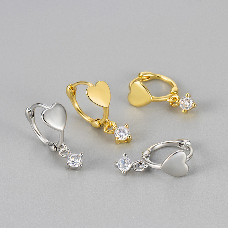 2024 New Heart Shaped Sparkling Diamond Pendant Earrings for Women, Niche Design High-end Earrings, Sleep-friendly, No Need to Remove, Women's Jewelry
