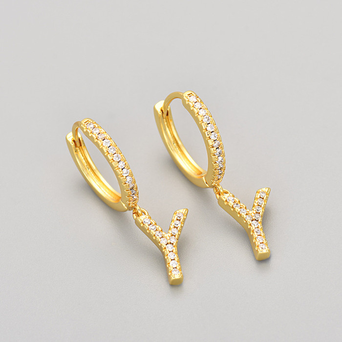 Foreign Trade 26 English Letter Earrings Cross-Border Hot Selling Design Sense Elegant Light Luxury Earrings Ear Jewelry