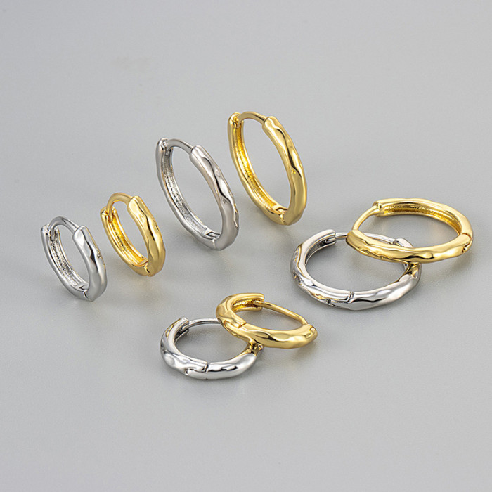 European and American Light Luxury Irregular Hammered Texture Earrings for Women Simple Texture Fashion Exquisite Earrings Niche Design Ear Jewelry