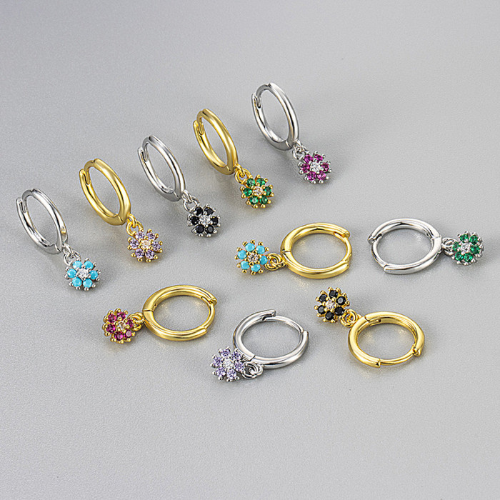 2024 New Round Snowflake Stone-Inlaid Exquisite Hoop Earrings Socialite Minimalist Style High-End Earrings