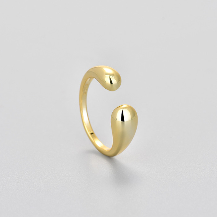 Minimalist Retro Water Drop Open Ring 2024 New Niche Design Finger Ring for Women