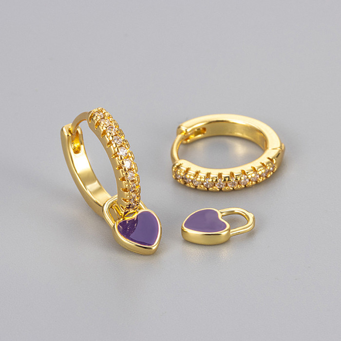 Multicolor Heart Earrings for Women, Micro Pave Sparkling Stone, Petite and Exquisite Earrings, Niche Design, High-...