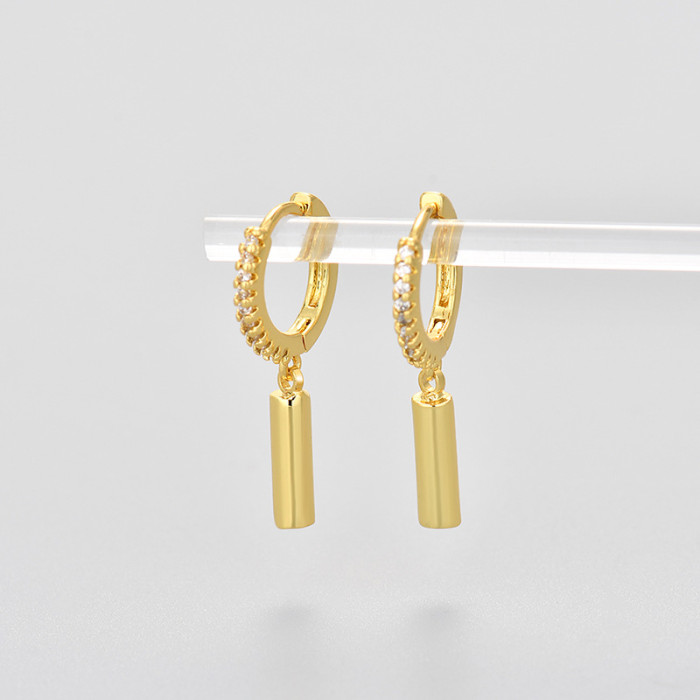 Geometric Cylinder Earrings 2024 New Trend High-End Exquisite Simple Niche Temperament Versatile Ear Jewelry
