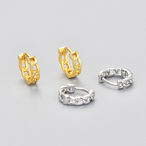 Vintage Simple Small Hollow Chain Earrings for Women European and American Cross-Border Minimalist Style Earrings Elegant Short Hoop Earrings