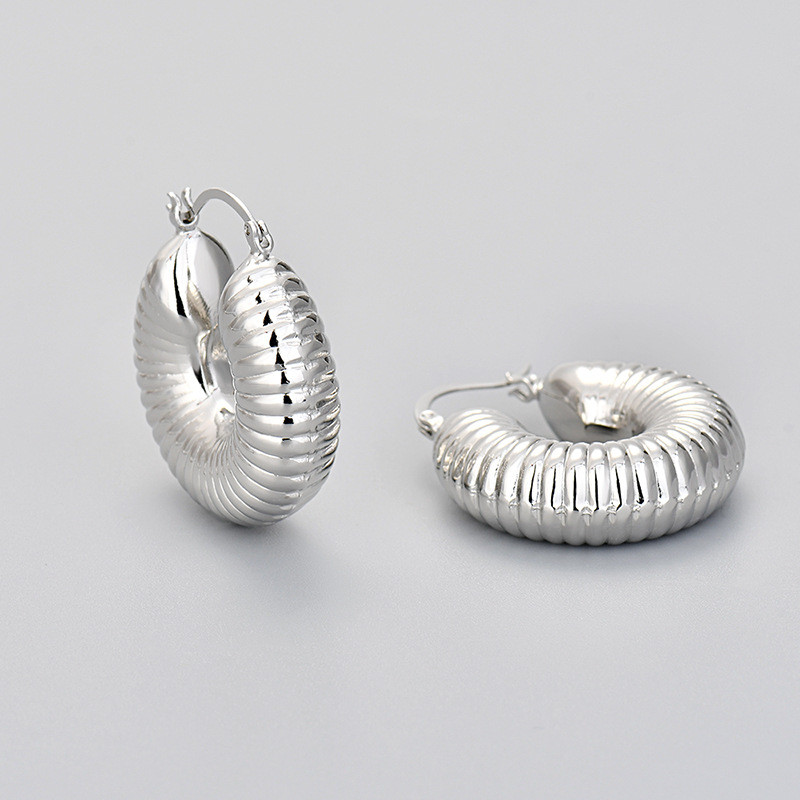 Cross-Border European and American New Style Circle Thread Earrings Geometric Women Niche Fashion Retro Simple Ear Buckle Exaggerated High-End Feel