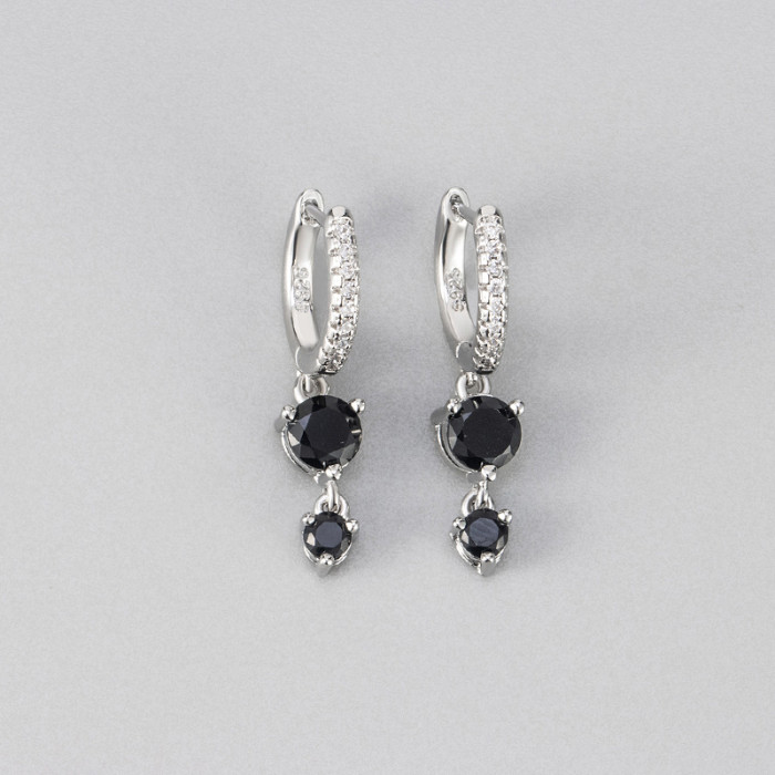 Fashionable Inlaid Colorful Zircon Tassel Earrings for Women, Fashionable Style, High-End Versatile Stud Earrings