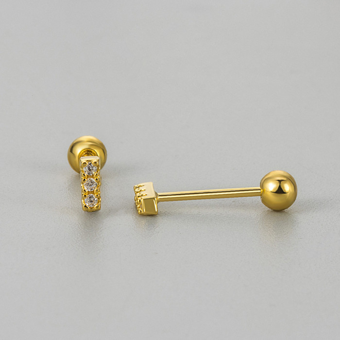 European and American Cross-Border One-Line Diamond-Studded Screw Twist Earrings Simple Niche Daily Versatile Mini Fashion Jewelry for Women
