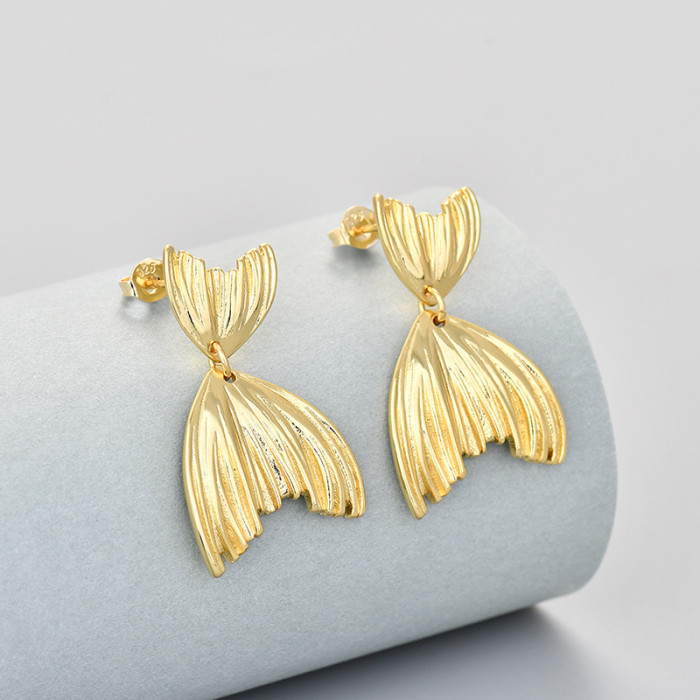 Ruched Mermaid Shape Earrings Unique Niche Design Earrings Simple Exquisite Elegant Earrings for Women