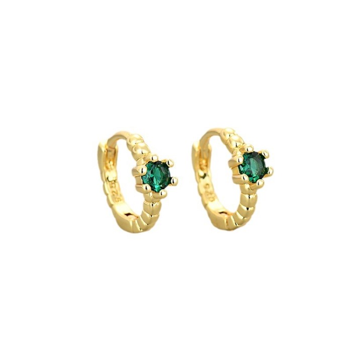 European and American Cross-Border Zircon 2024 Niche Design Sense Ear Cuffs Threaded Zircon Round Earrings Hoop Simple Jewelry