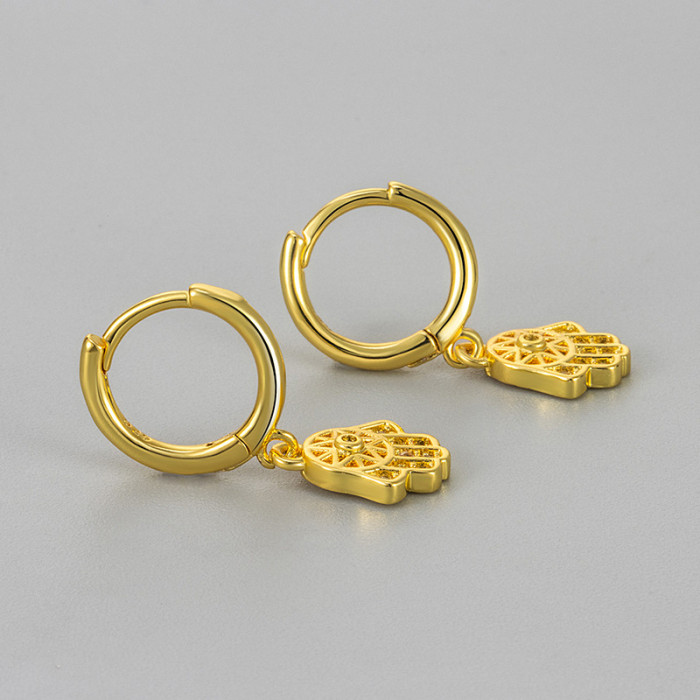 New Devil Palm European and American Style Earrings Fashion Versatile Creative Unique Design Inlaid Zirconia Stud Earrings for Women