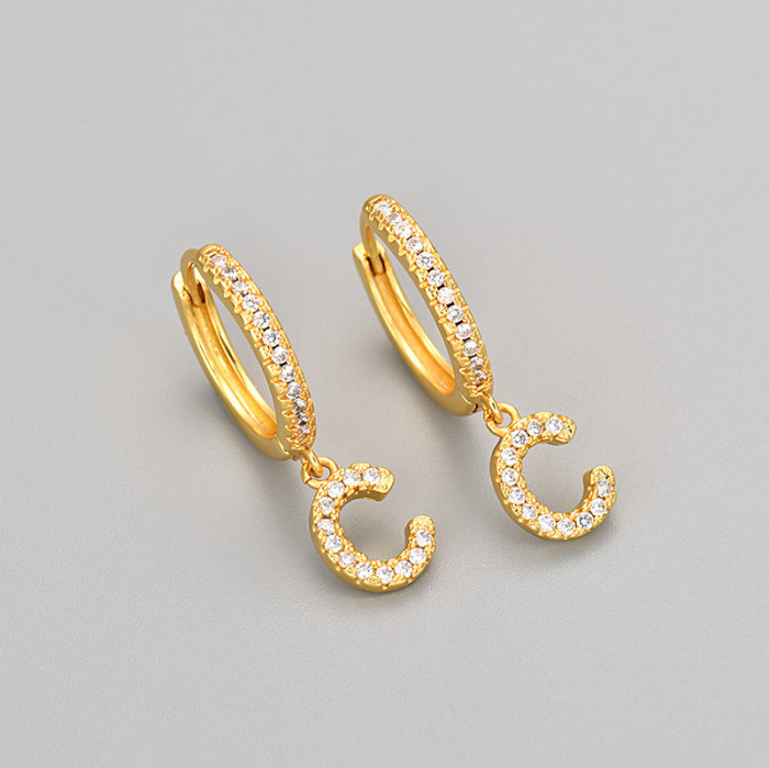 Foreign Trade 26 English Letter Earrings Cross-Border Hot Selling Design Sense Elegant Light Luxury Earrings Ear Jewelry