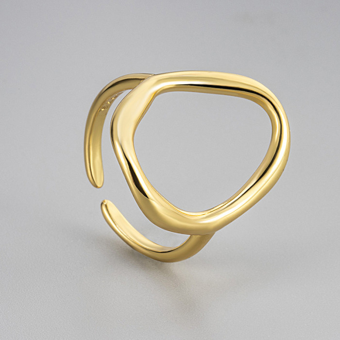 2024 New European and American Cross-Border Niche Design Hollow Open Ring Internet Celebrity Temperament Trendy Geometric Oval Ring