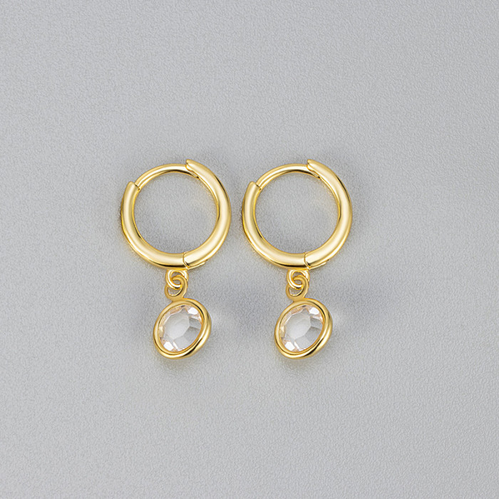 French Retro Personality Stone-Inlaid Earrings 2024 New Design Minimalist Style Light Luxury High-Quality Earrings