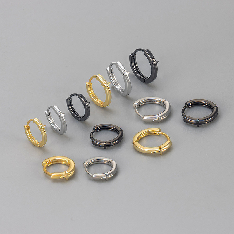 New Four-Pointed Star Earrings Simple Plain Hoop Women Versatile Daily Commute Women Personality Design Niche Ear Jewelry Women