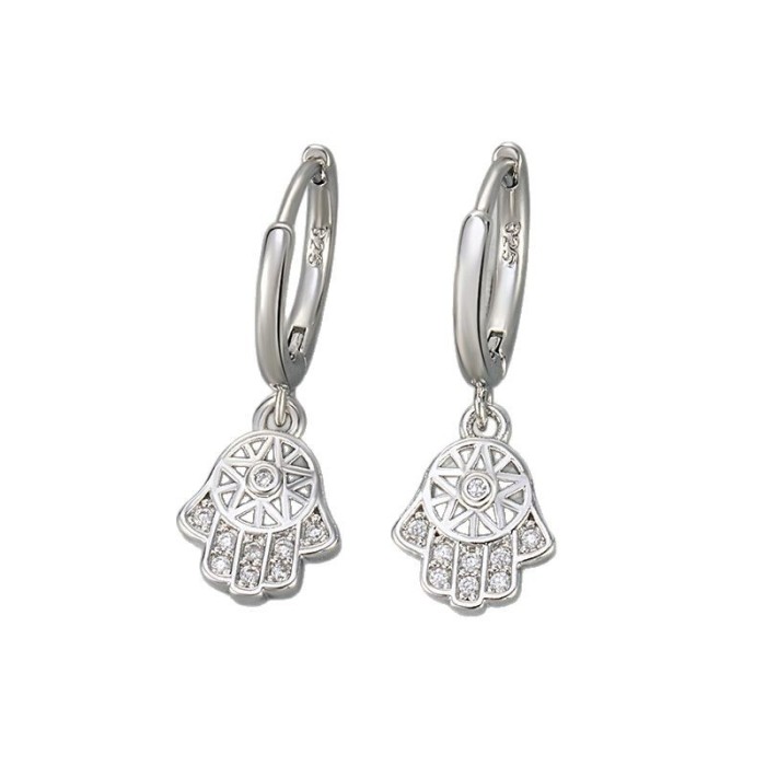 New Devil Palm European and American Style Earrings Fashion Versatile Creative Unique Design Inlaid Zirconia Stud Earrings for Women