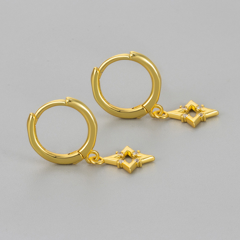 New European and American Cross-Border Fashion Four-Corner Star Design Earrings Versatile Light Luxury Niche High-End Sense Ear Clips for Women