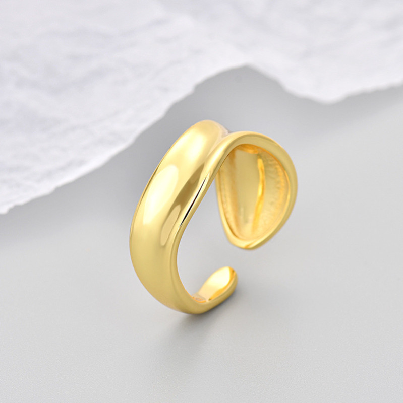 Cross-Border Double-Layer Curved Concave Ring Irregular Wide-Face Ring Foreign Trade Hot-Selling Simple Personality Open Ring Geometry