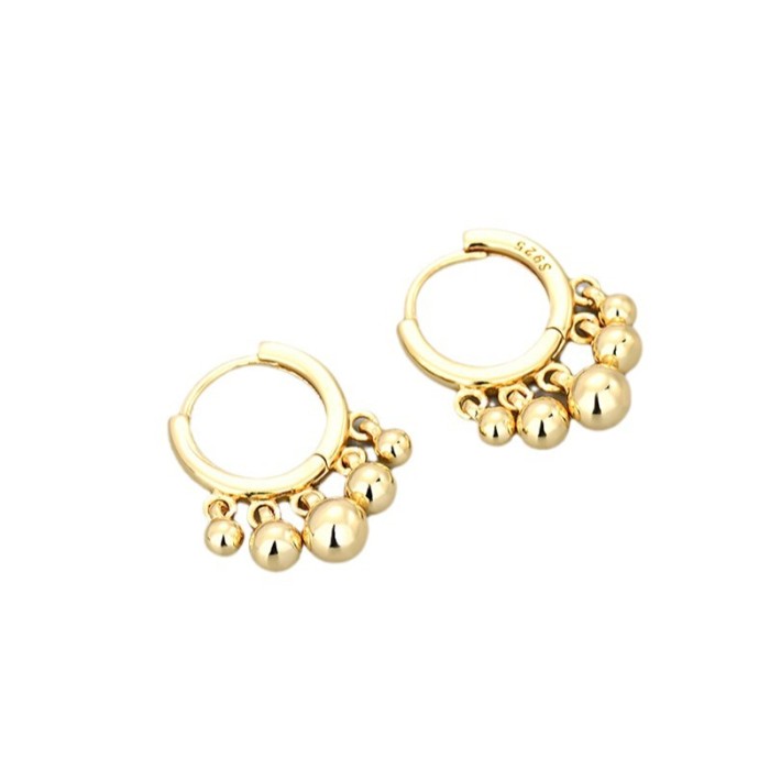 Foreign Trade Hot-Selling Round Bead Tassel Earrings Elegant Geometric Hoop Earrings for Women with a Sense of Design...