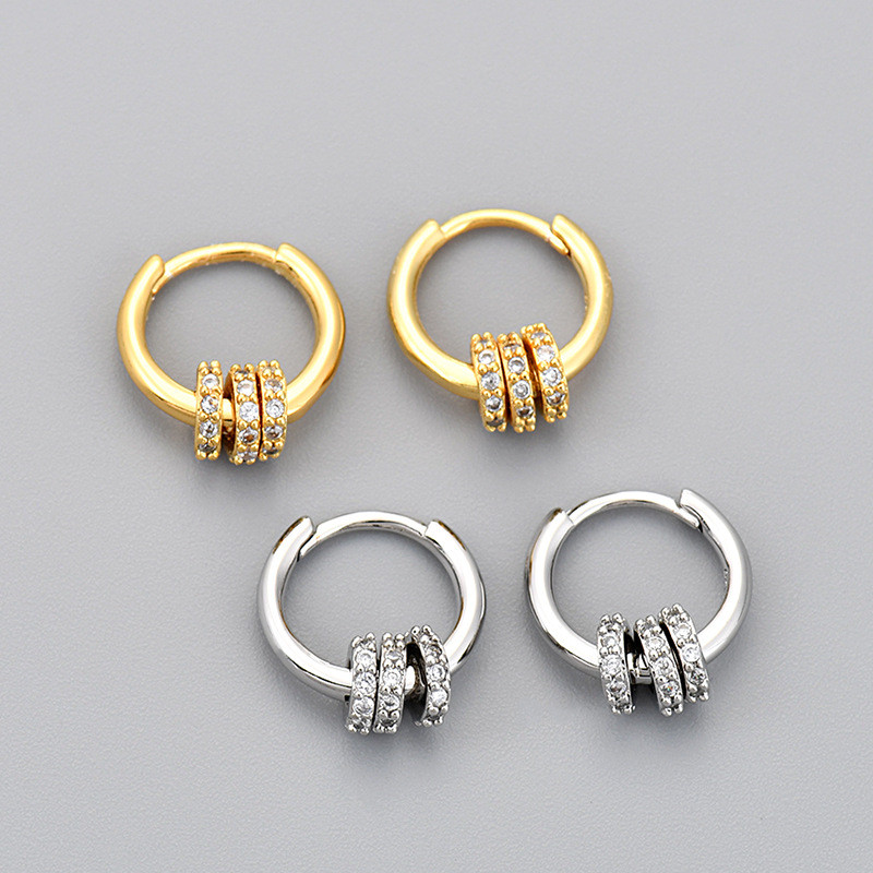 European and American Cross-Border New Fashion Earrings Detachable Hoop Earrings One Multi-Wear Diamond-Studded Exquisite Small Waist Earrings