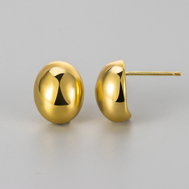Cross-Border New Product Beanie Earrings Niche Design Round Ball Glossy High-End Light Luxury Earrings Fashionable Personality Ear Jewelry