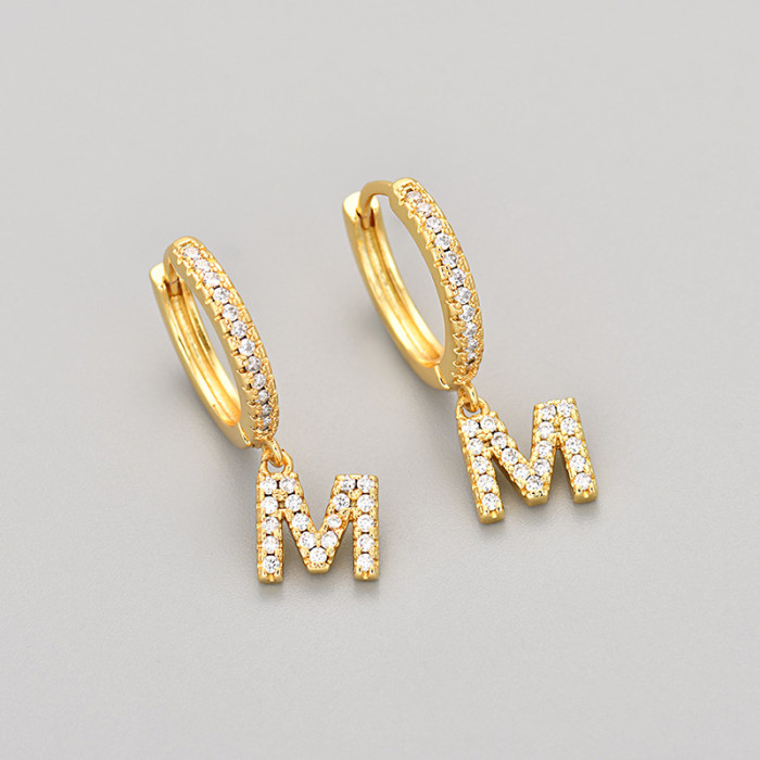 Foreign Trade 26 English Letter Earrings Cross-Border Hot Selling Design Sense Elegant Light Luxury Earrings Ear Jewelry