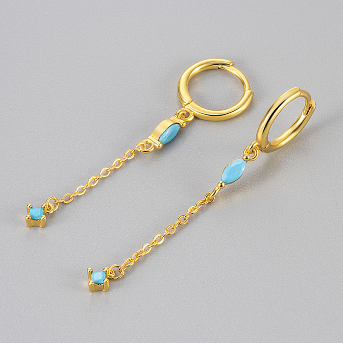 Exaggerated Earrings New Small Water Drop Colorful Stone Tassel Ear Clips Elegant Niche Design High-End Earrings