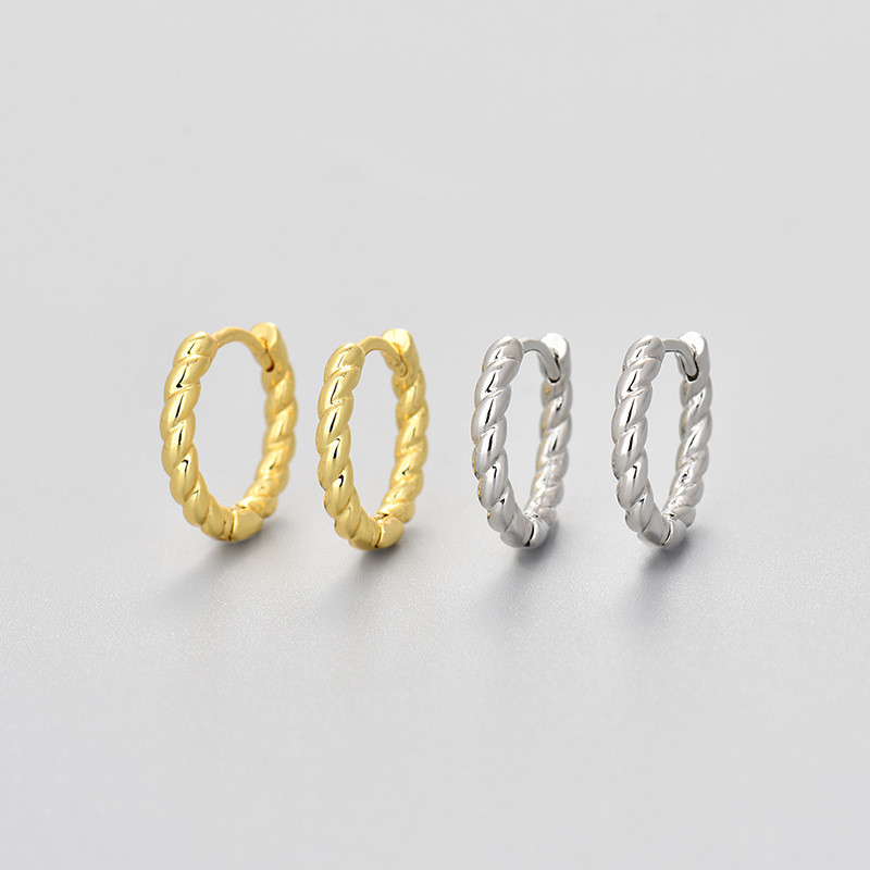 European and American Cross-Border High-End Twisted Braided Gold Hoop Earrings for Women 2024 New Trendy Small Hoop Earrings Elegant Ear Accessories