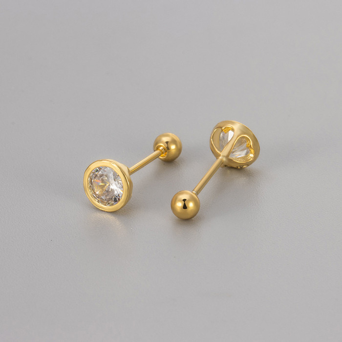 Round Diamond Screw Twist Earrings for Women, Niche Design, Versatile Zirconia Earrings, Fashionable and Unique Minimalist Style Ear Jewelry
