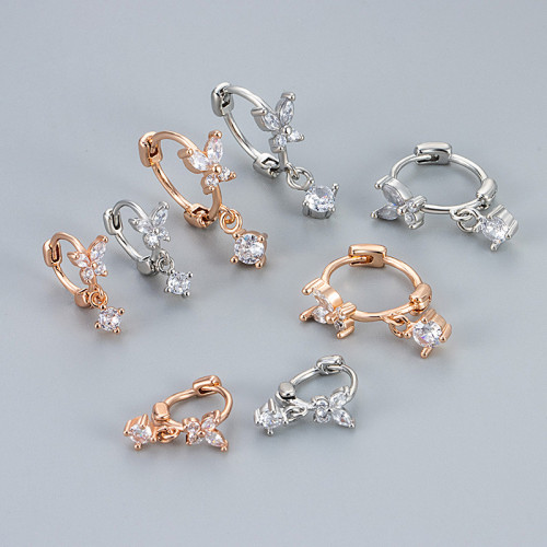 European and American Cross-Border Diamond-Studded Butterfly Earrings for Women 2024 New Trendy Minimalist Style Unique Design Earrings