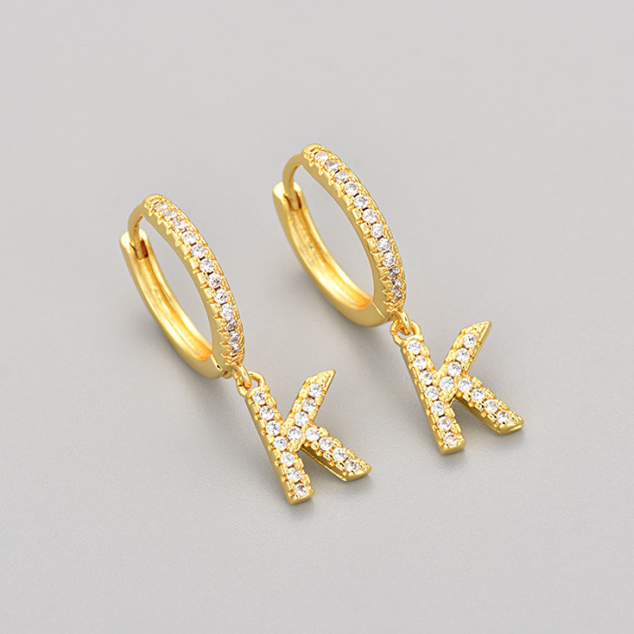 Foreign Trade 26 English Letter Earrings Cross-Border Hot Selling Design Sense Elegant Light Luxury Earrings Ear Jewelry