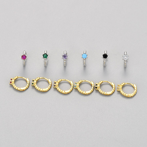 European and American Cross-Border Zircon 2024 Niche Design Sense Ear Cuffs Threaded Zircon Round Earrings Hoop Simple Jewelry