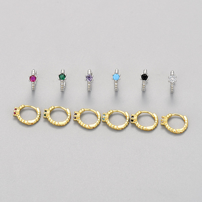 European and American Cross-Border Zircon 2024 Niche Design Sense Ear Cuffs Threaded Zircon Round Earrings Hoop Simple Jewelry