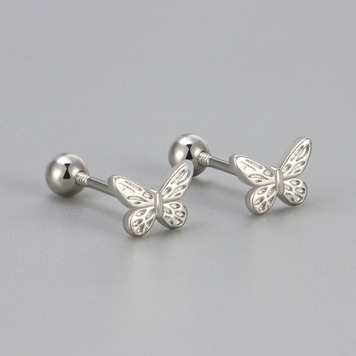 Small Textured Butterfly Screw Twist Earrings Versatile Daily Fashionable Elegant Ear Bone Stud Earrings Jewelry
