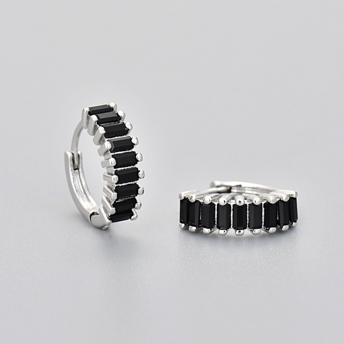 Rectangular Zircon Earrings Hot Sale Sweet Hoop Bohemian Versatile Earrings Light Luxury Style