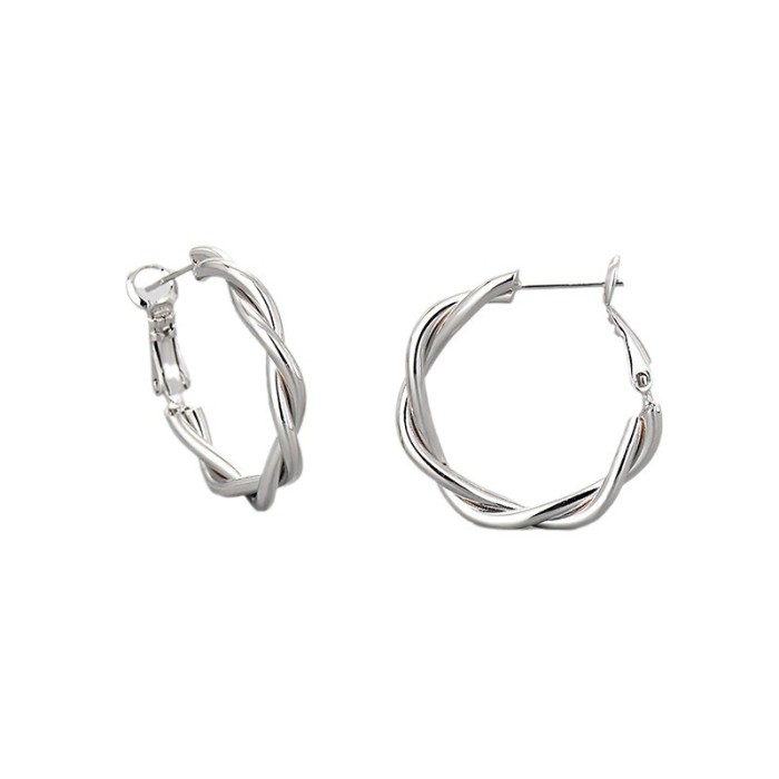 Cross-Border Hot-Selling Plain Braided Earrings Geometric Circle Hoop Earrings Niche Design Simple High-End Minimalist Style Jewelry