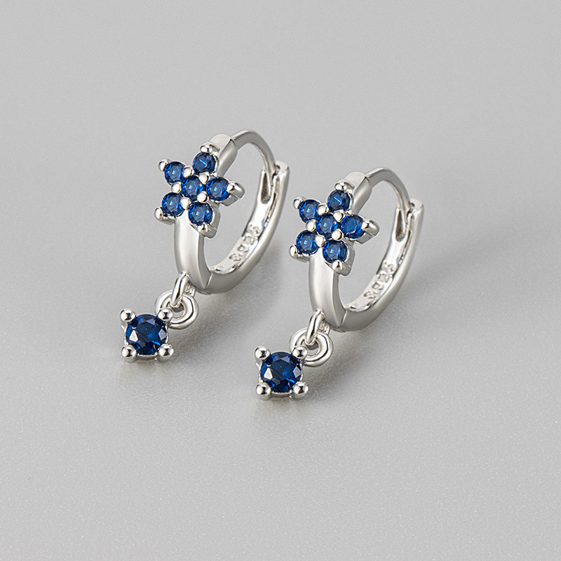 Cross-Border European and American Style Multicolor Zircon Earrings for Women Plum Blossom Shape Earrings Amazon Personality Fashion Flower Hoop Earrings