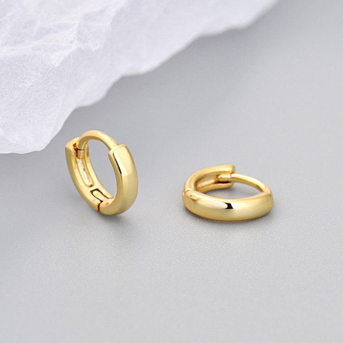 Korean Style Plain Small Hoop Earrings Simple Versatile Sleep-Friendly No Need to Remove Earrings Niche Design High-E...