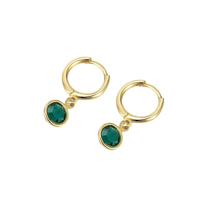 French Retro Personality Stone-Inlaid Earrings 2024 New Design Minimalist Style Light Luxury High-Quality Earrings