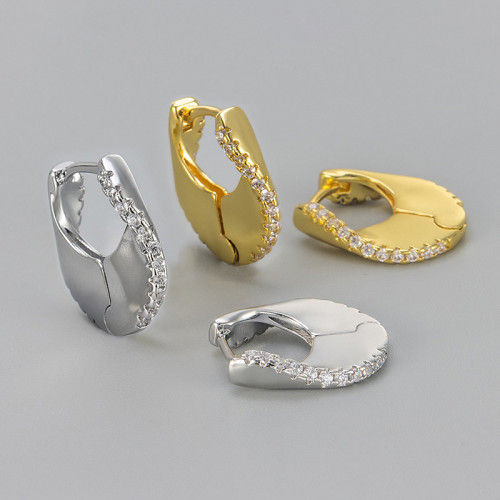 European and American Cross-Border Hot-Selling Irregular Earrings with Double-Sided Rhinestones Unique Design Niche Versatile High-End Earrings