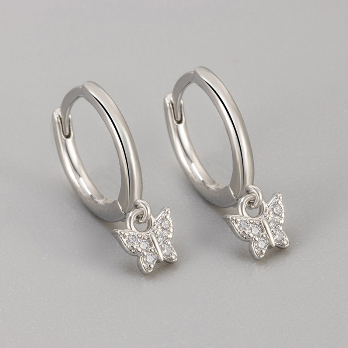 European and American Cross-Border Fresh and Versatile Sleep Without Removing Small Butterfly Zircon Earrings Ear Clips Earrings