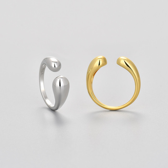 Minimalist Retro Water Drop Open Ring 2024 New Niche Design Finger Ring for Women