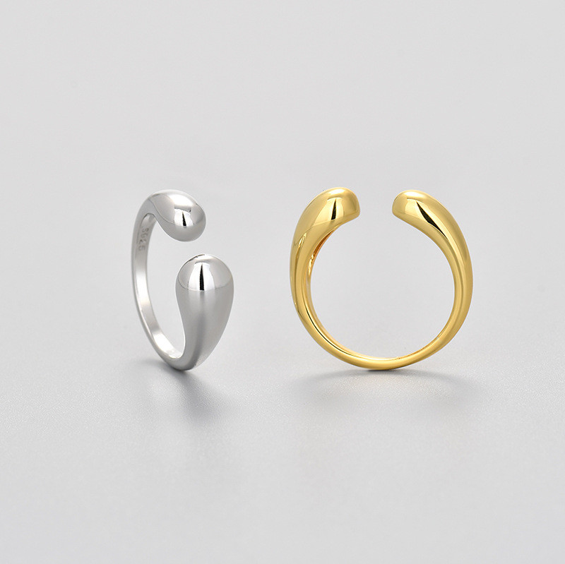 Minimalist Retro Water Drop Open Ring 2024 New Niche Design Finger Ring for Women