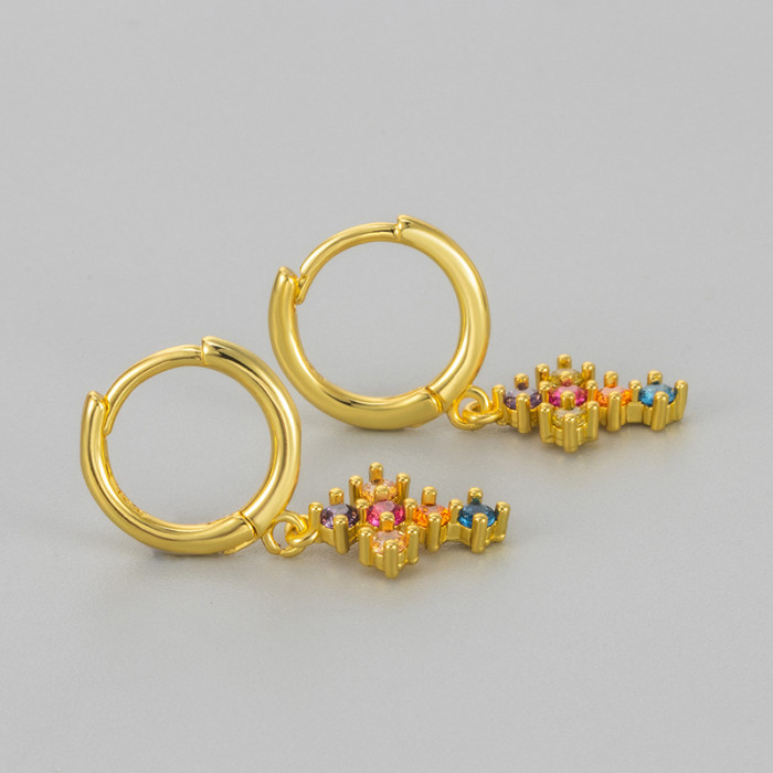 New Colorful Diamond Scepter Cross Inlaid Diamond Ear Cuff Earrings European and American Style Layered Unique Design Earrings for Women