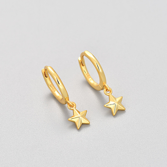 2024 New Three-Dimensional Five-Pointed Star Earrings for Women, Niche Minimalist Style, Fashionable and Versatile Hi...